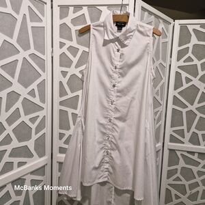 Chic White High-Low Sleeveless Dress